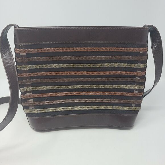 Vintage Stuart Weitzman Brown Tan Classy Designer Leather Purse 21" Drop Strap - Picture 4 of 12